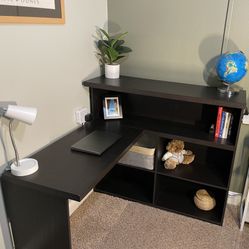 L-Shaped Computer Desk w/ Storage Shelves – Home Office / Corner Desk
