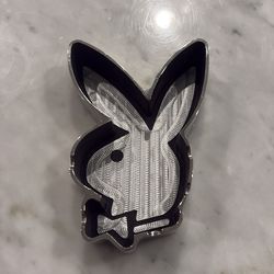 Vintage Playboy Bunny Logo Chrome Ashtray - Milled Metal Interior - Y2K Decor