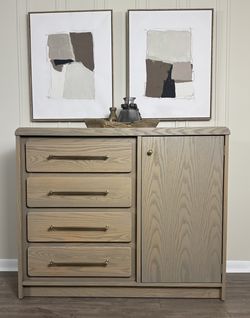 Solid Wood Chifforobe, Refinished.  4 Drawers With Side Storage