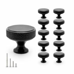 10 Pack Matte Black Kitchen Cabinet Door Knobs – Modern Hardware Pulls Handles Set