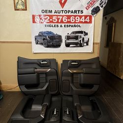 2019 2020 2021 2022 Chevy Silverado GMC Sierra Denali 1500 Interior Black Leather Side Door Panels