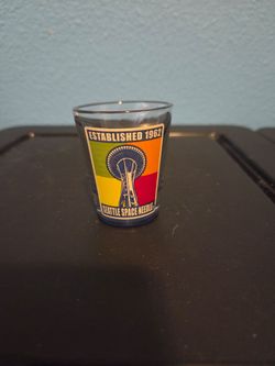 Seattle Space Needle Shot Glass – Established 1962 Souvenir Blue Base Collectible