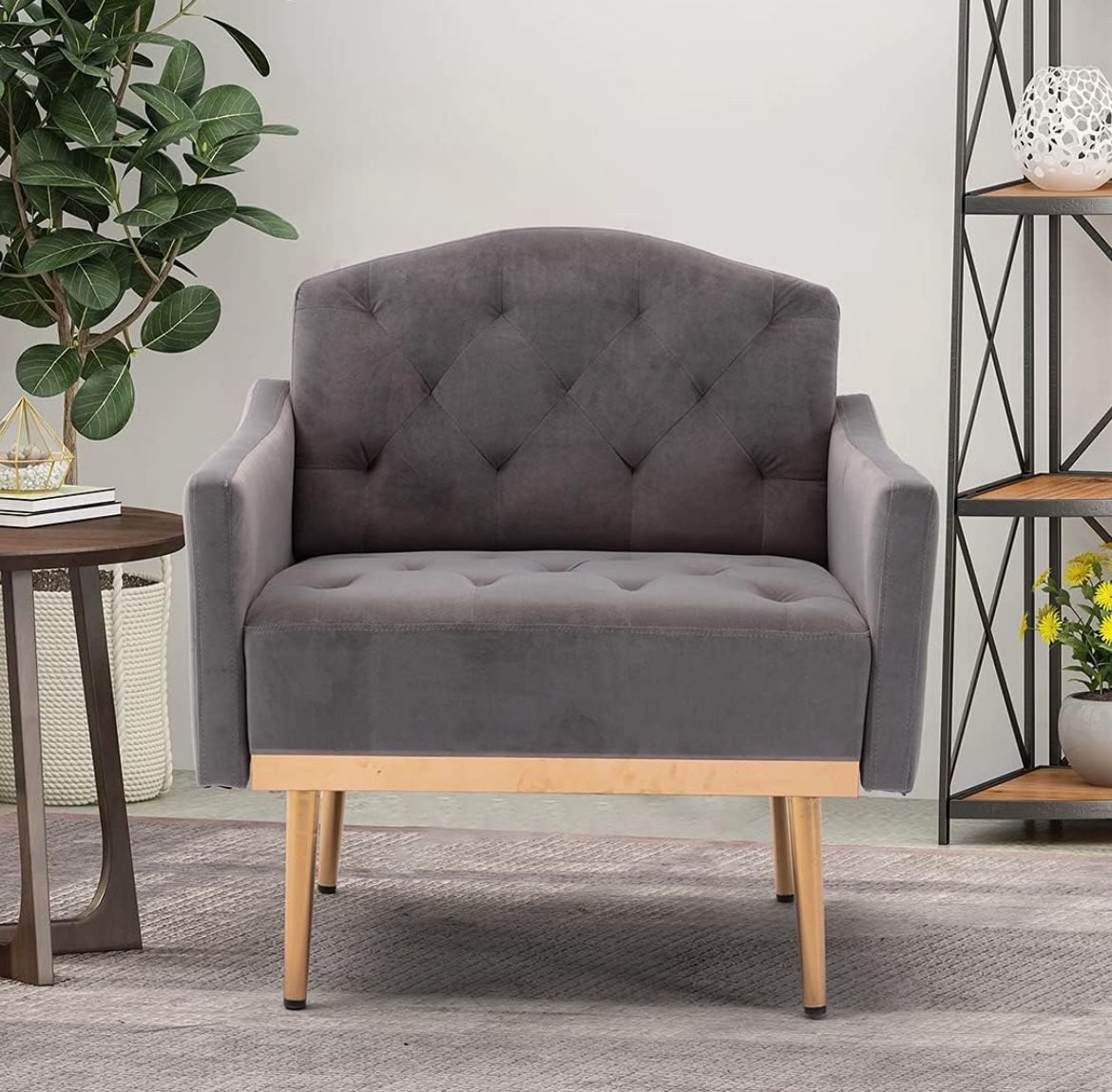 Gray Velvet Accent Chair