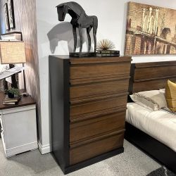 Azalia Black And Walnut Bedroom Set Queen or King Bed Dresser Nightstand and Mirror Chest Options 