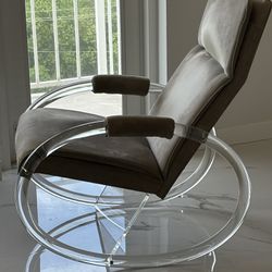 Charles Hollis Jones Mid Century Lucite Rocking Chair With Label 
