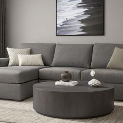 2 Piece Grey Fabric 107” Modular Sectional with Left Arm Facing Chaise 