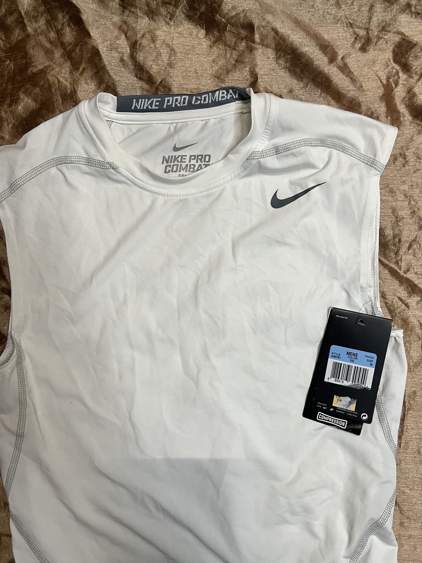Medium NEW Nike Combat Dri-Fit Compression white sleeveless fitted shi for Sale in - OfferUp