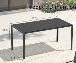 Outdoor patio dining table 60 inch for 6 people Shape Rectangular  Outdoor patio dining table 60 inch for 6 people Shape Rectangular  Size	59.3" L x 3
