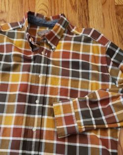 NWOT- Bills Khakis Plaid Button-Down Shirt- Brown, Rust & Yellow Size: XL