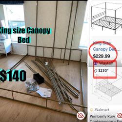 $140 Gold King Size Canopy Bed like new 