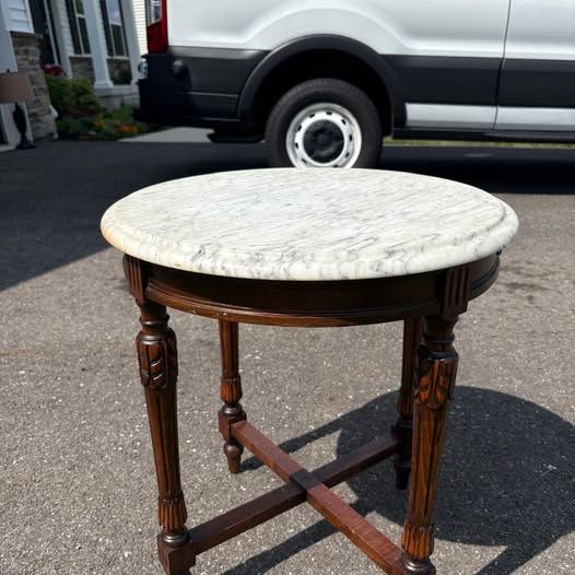 Elegant Antique Marble Top Side Table