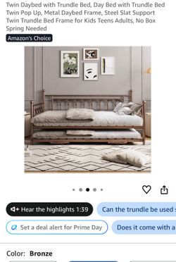Twin Daybed with Trundle Bed, Day Bed with Trundle Bed Twin Pop Up, Metal Daybed Frame, Steel Slat Support Twin Trundle Bed Frame for Kids Teens Adult