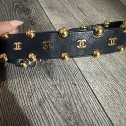 Channel Black Leather Belt