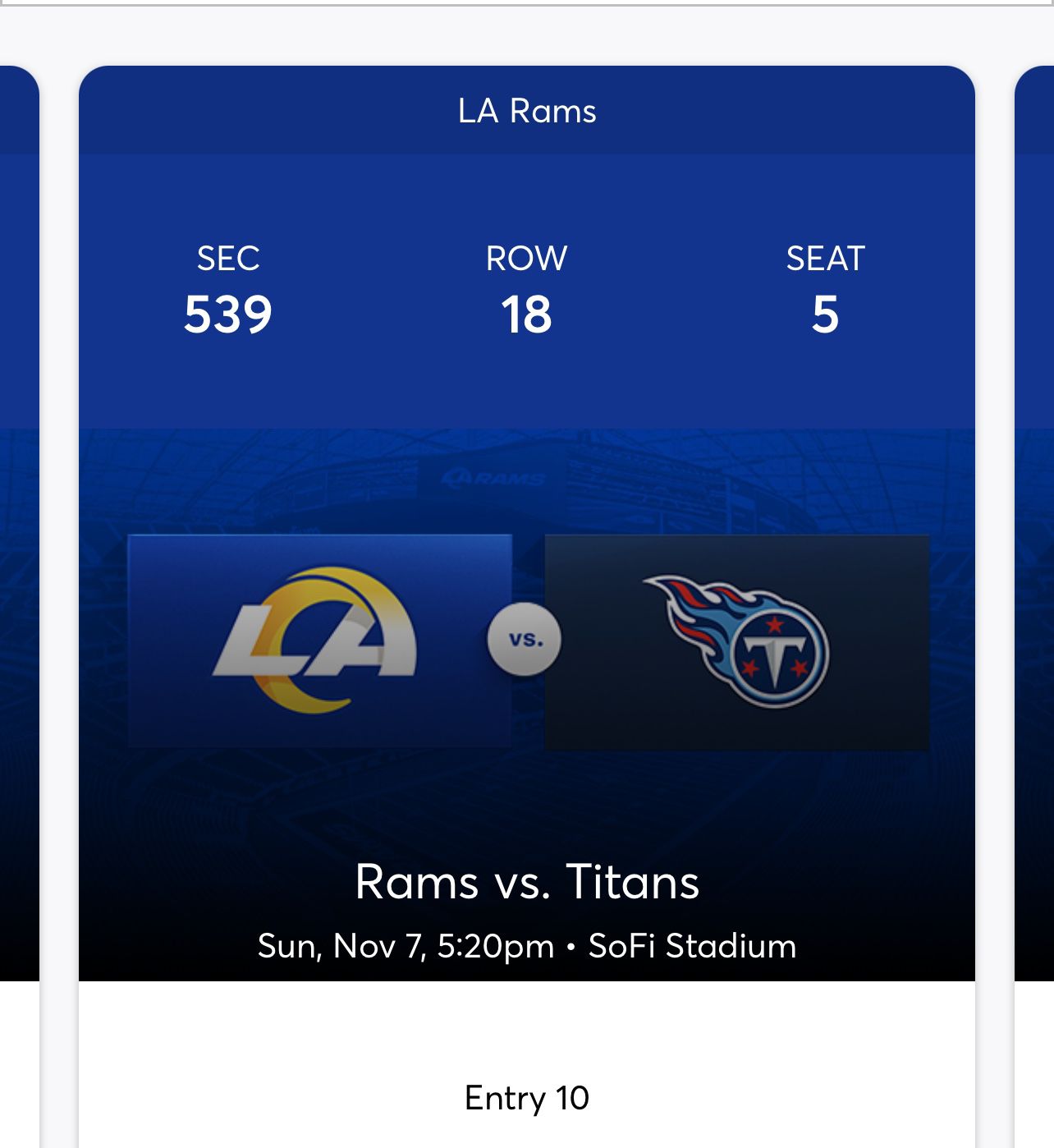 Rams Vs Titans 4 Seats Sec 539
