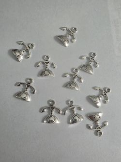 Silver Tone Telephone Charms Set of 10