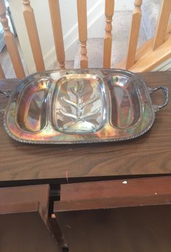 Lifetime Brand Silver Plated 19 x 14 3 Compartment Serving Tray