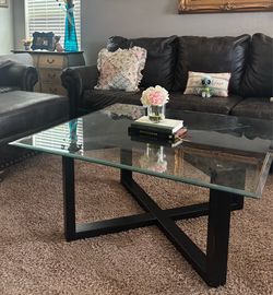 Modern Glass Coffee Table With Black Frame