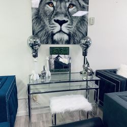 Beautiful Vanity Desk With Mirror And Matching Stool 