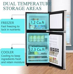 KRIB BLING 3.5Cu.Ft Compact Refrigerator Mini Fridge with Freezer, Small  Refrigerator with 2 Door, 7 Level Thermostat Removable Shelves for Kitchen,  D for Sale in Riverbank, CA - OfferUp