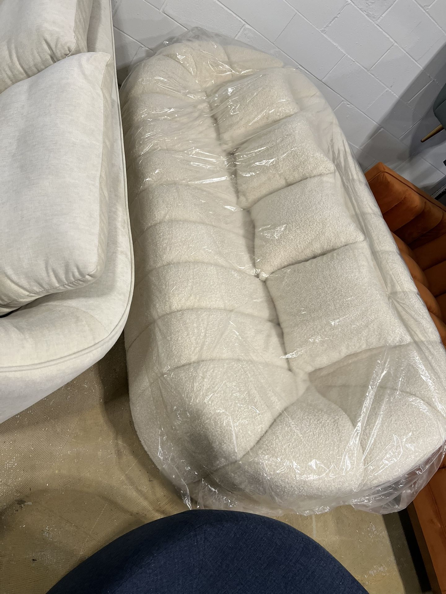 Forrester Sofa Modern Japandi Style Tight Back White Boucle