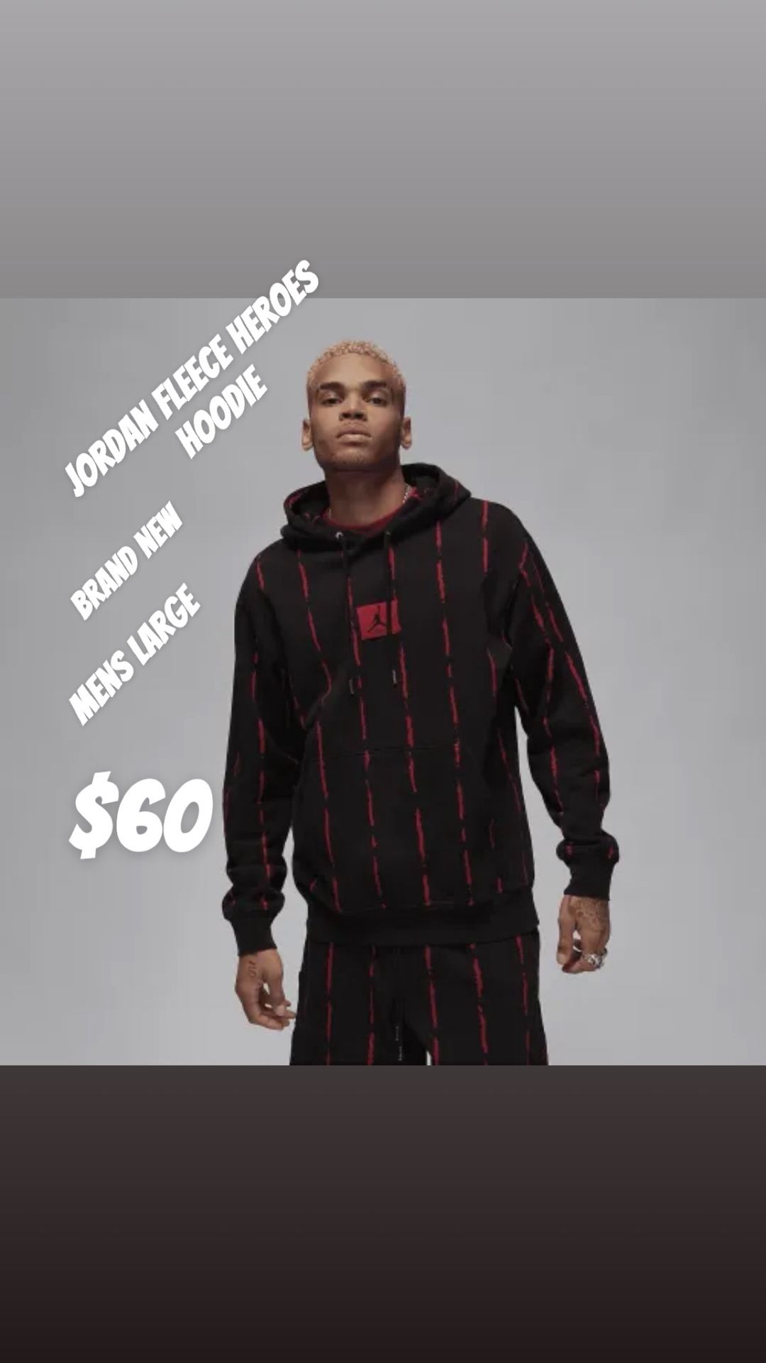 Nike Air Jordan Heroes Fleece Hoodie Brand New Large Max Jumpman Force Swoosh Logo