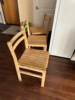 Set of 3 Wooden Slat Chairs