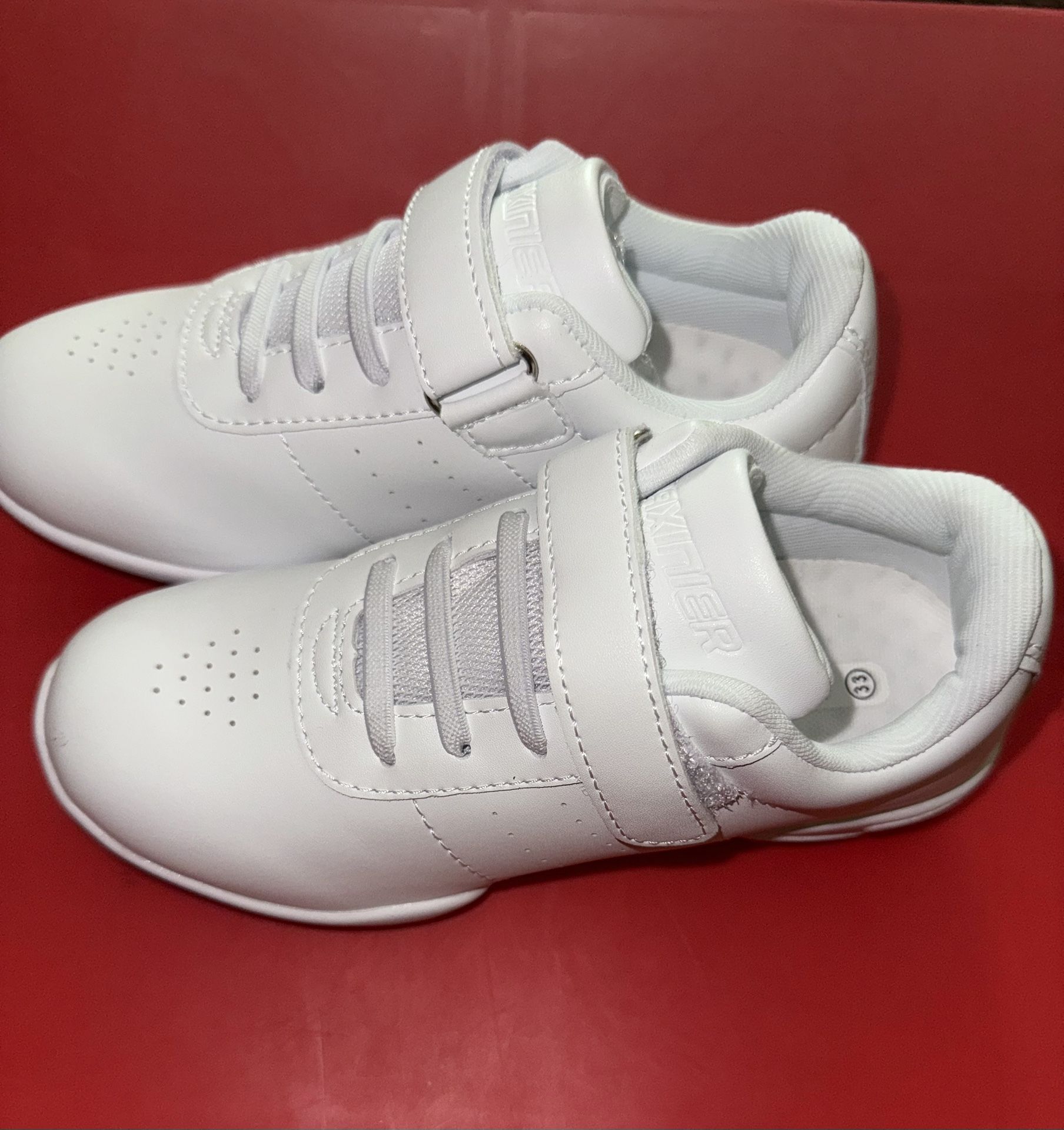 Baxinier Girls Cheerleading Dance Athletic Tennis Breathable Competition Cheer Shoes 33(US kids 1)