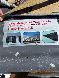 Gray metal roof panels
