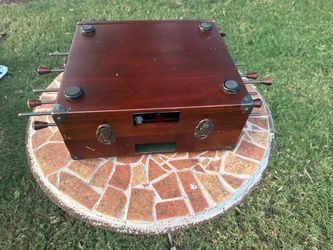 Vintage Wooden Traveling Suitcase Foosball Table - Pristine Complete Condition