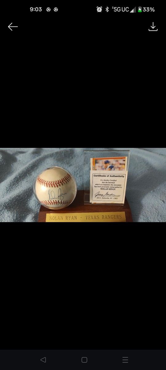 Nolan Ryan Baseball Autograph And Coin Ball With Certification ..