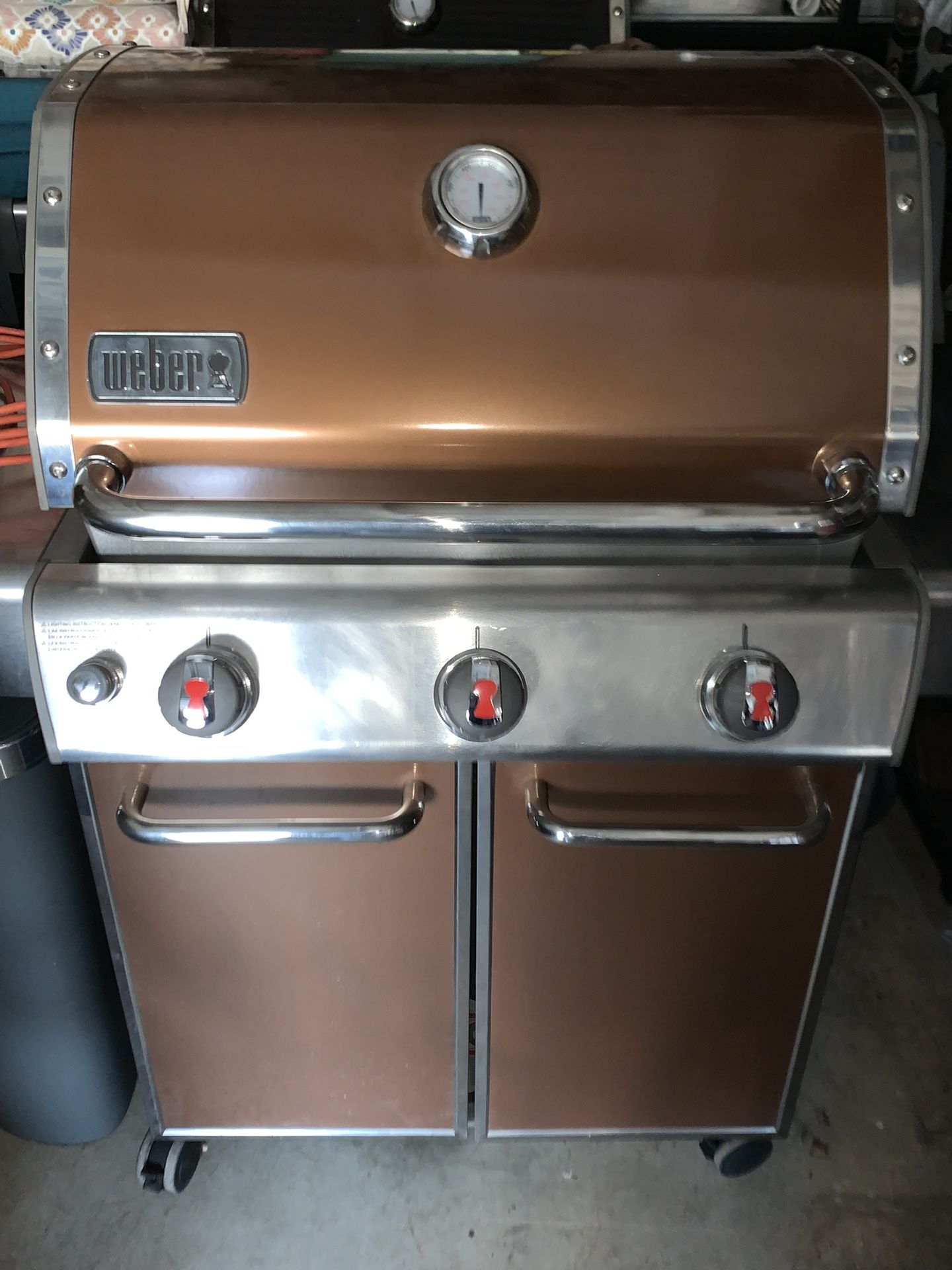 Orange Bronze Colored Weber Genesis Edition E-310 Three Burners Grill BBQ Propane Asador