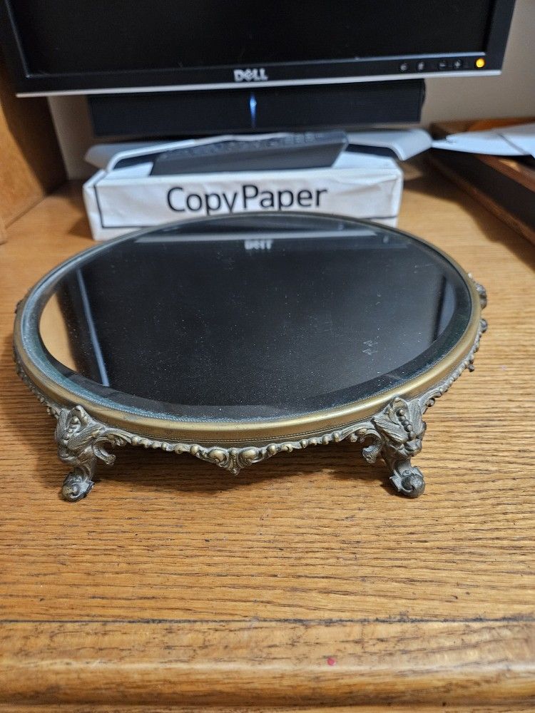 Antique Mirrored Pedestal Stand Vintage