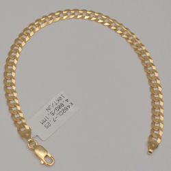 10k Yellow Gold Flat Cuban Curb Link Chain Bracelet 7.25" 5.0mm 4.8 grams