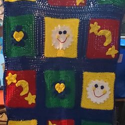 Primary Colors Crochet Baby Blanket 