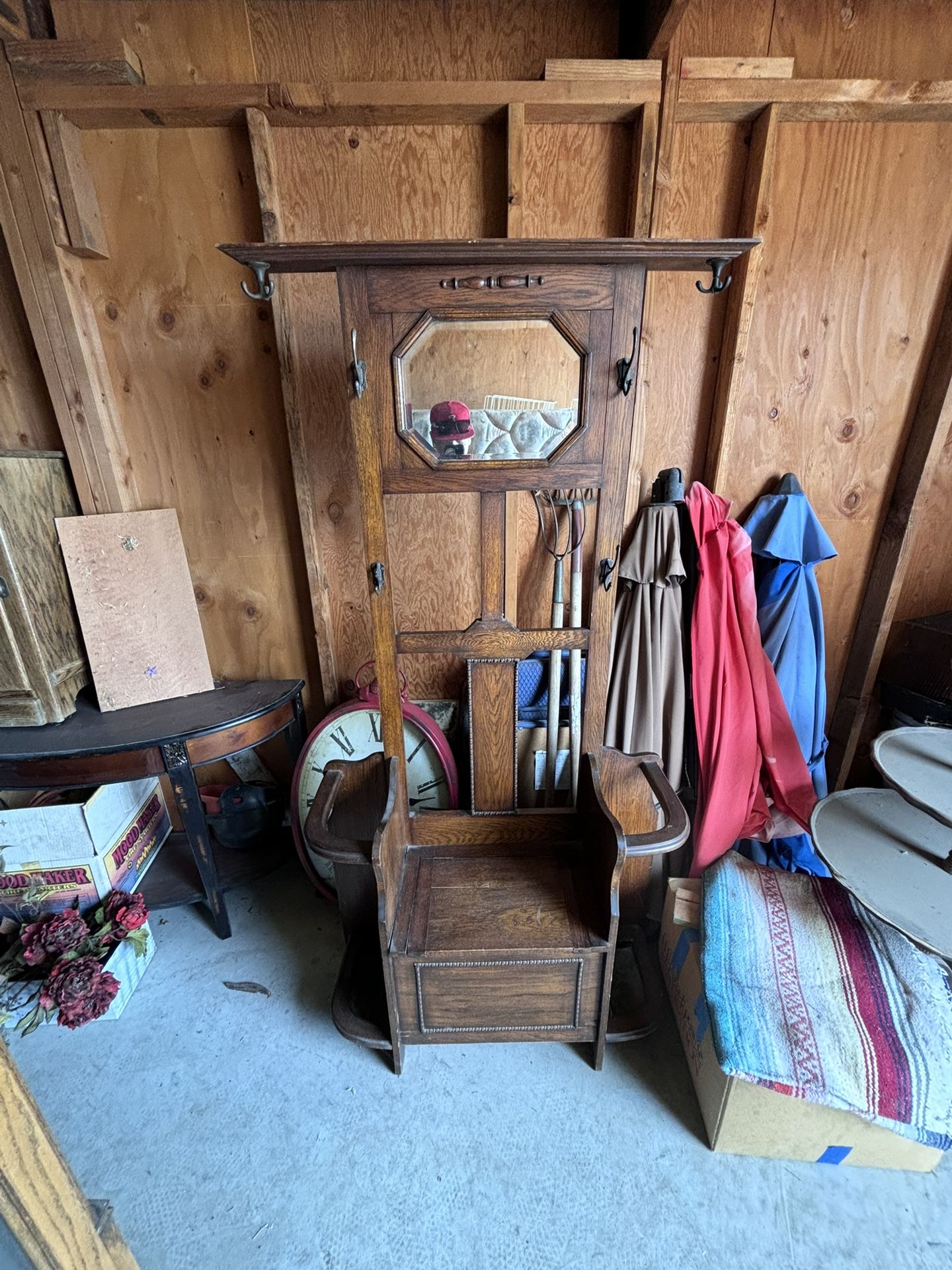 Vintage Or Antique Oak Hall Tree