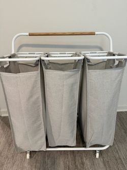 Triple Bag Laundry Sorter Cart on Wheels