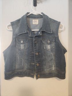Cello Denim Wear Distressed Blue Jean Vest Women’s