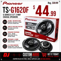 Pioneer G Series TS-G1620F Car Speakers 6 1/2 2-Way Coaxial Speaker System 300 Watts 🚨 Payment Options Available 🚨 No Credit Needed 🚨