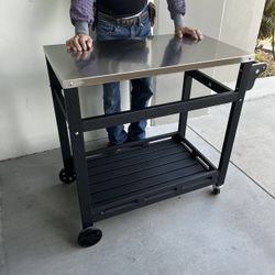 NEW Serving Cart BBQ Grill Cart Table Kitchen Island Table