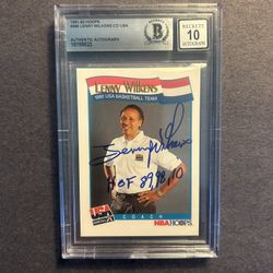 1991-92 Hoops #586 Lenny Wilkens signed. Beckett Authenticated "10" Autograph. Negotiable 