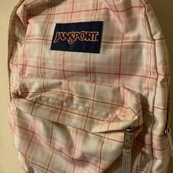 Pink Striped Jansport Backpack