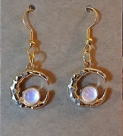 Gold Crescent Moon Handmade Earrings 