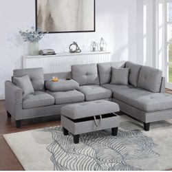 Sectional With Ottoman Set 