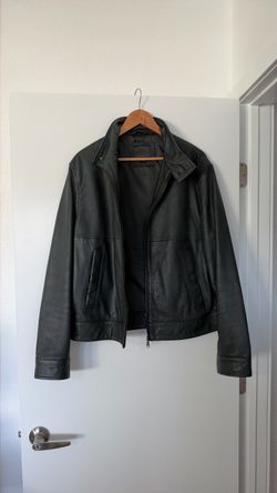Zara Men’s Dark Green Leather Jacket – Size Large