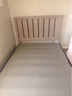 Queen size bed frame and box spring (light oak)