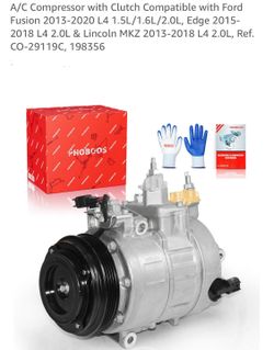 A/C Compressor with Clutch Compatible with Ford Fusion 2013-2020 L4 1.5L/1.6L/2.0L, Edge 2015-2018 L4 2.0L & Lincoln MKZ 2013-2018 L4 2.0L, Ref. CO-29