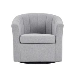 Brand New Porthos Home Matilde Swivel Fabric Barrel Accent Chair with Removable Seat Cushion - Grey
