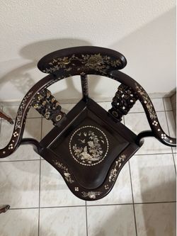Vintage Chinese Accent Chair with Mother-of-Pearl Inlay