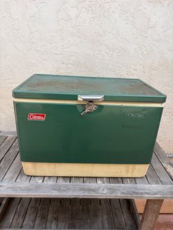 Vintage Coleman Metal Cooler Green