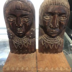 Vintage Early 60s Handcarved Wood Bookends from Panama: 